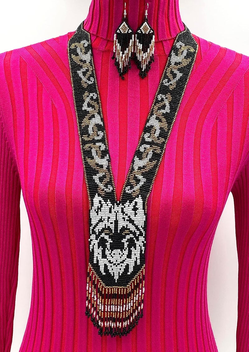 BeadsCorner Native Tribal Style Long Statement Beaded Necklace for Women Handmade - Image 1